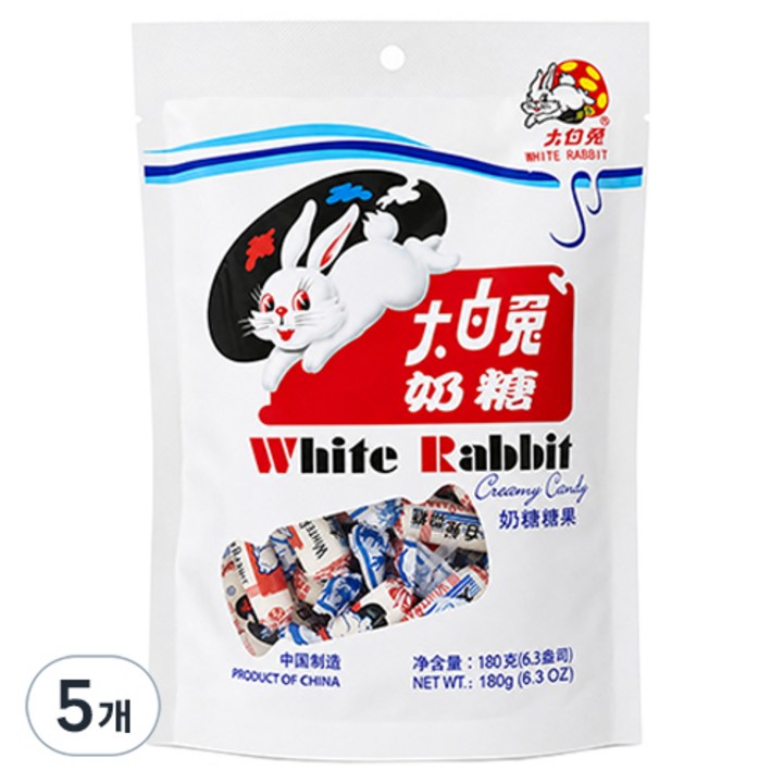 흰토끼사탕 따바이투 토끼사탕 내당당과, 180g, 5개