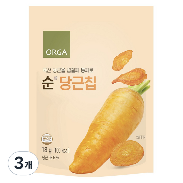 올가홀푸드 순당근칩, 3개, 18g