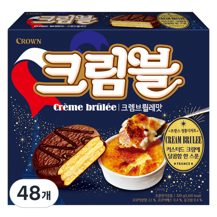 크라운 크렘브뢸레맛 초코 디저트, 320g, 48개