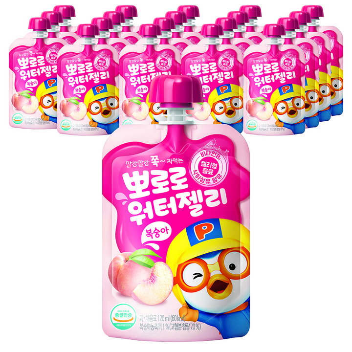 팔도 뽀로로 워터젤리, 120ml, 20개, 복숭아