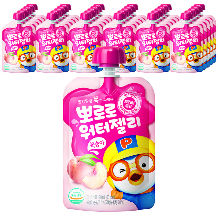 팔도 뽀로로 워터젤리, 120ml, 30개, 복숭아