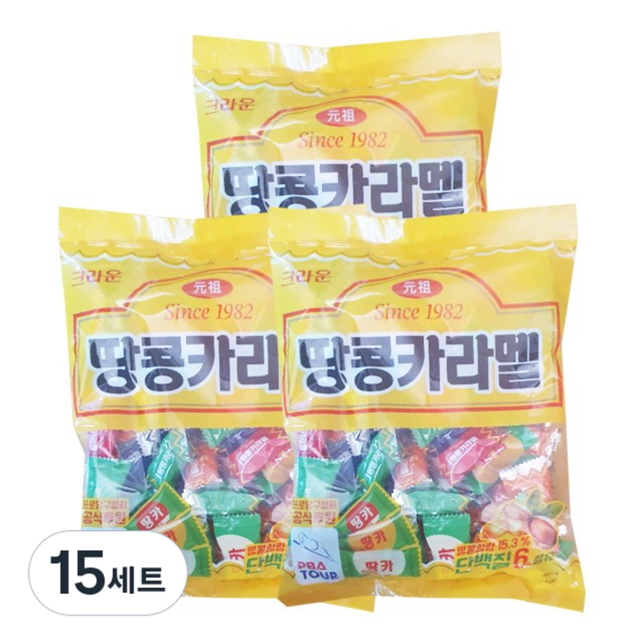 크라운 땅콩카라멜 3p, 324g, 15세트