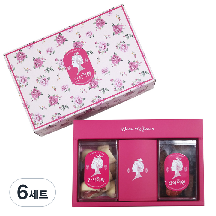간식여왕 동결건조 딸기 초콜릿 선물세트, 180g, 6세트
