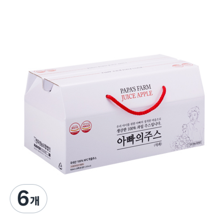 아빠의주스 사과즙 선물세트, 6개, 2L