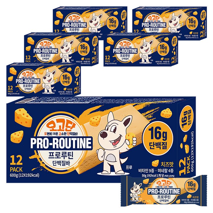 프로루틴 오고단 오븐에 구운 단백질바 치즈맛 12p, 600g, 6개