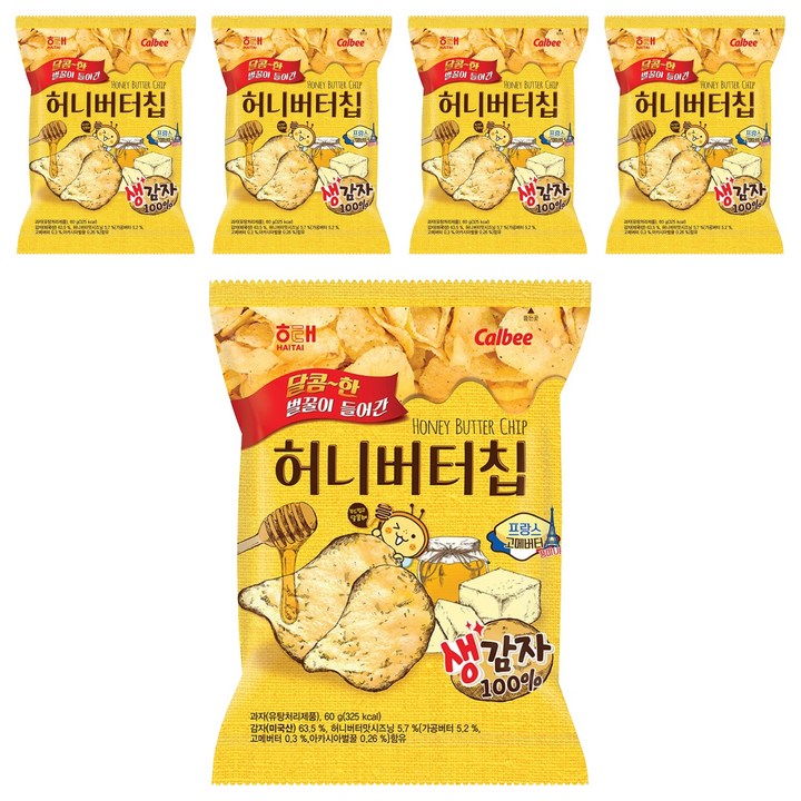해태제과 허니버터칩, 60g, 5개