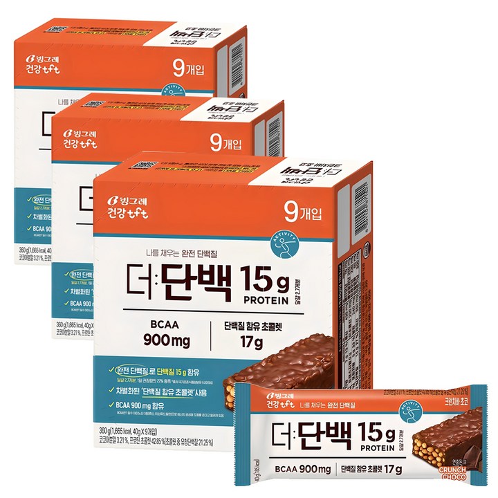 더단백 크런치바 초코, 360g, 3개