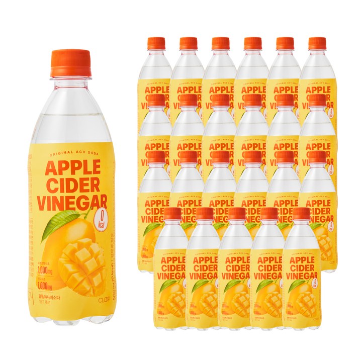 클룹 애사비소다 망고 제로 탄산음료, 24개, 500ml