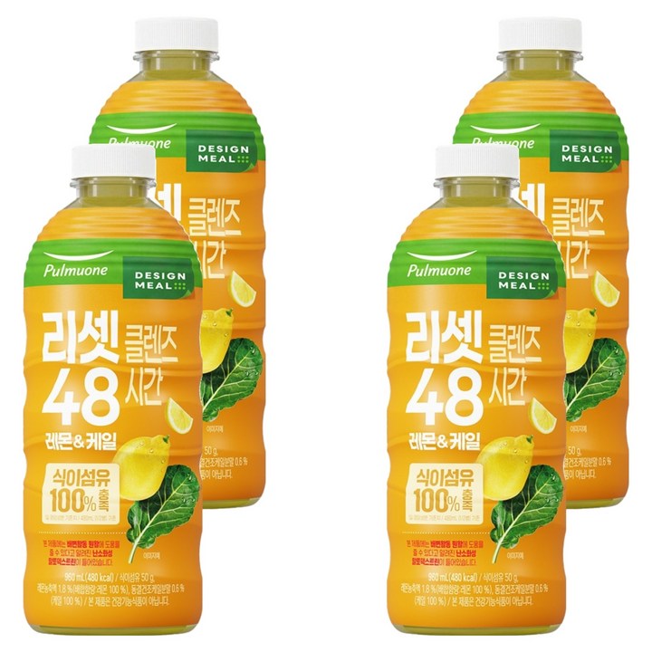 풀무원 리셋클렌즈 48시간 레몬 & 케일 주스, 4개, 960ml