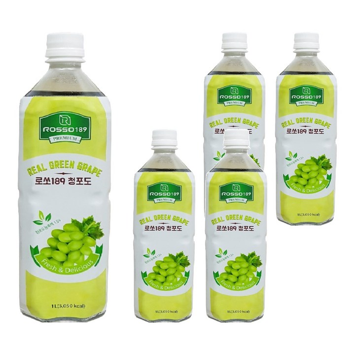 로쏘189 청포도 음료베이스, 1L, 5개