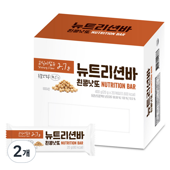 맑은물에 힘내고 뉴트리션바 흰콩낫또, 400g, 2개