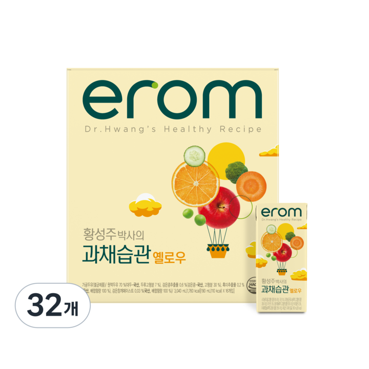 이롬 과채습관 옐로우 주스, 190ml, 32개