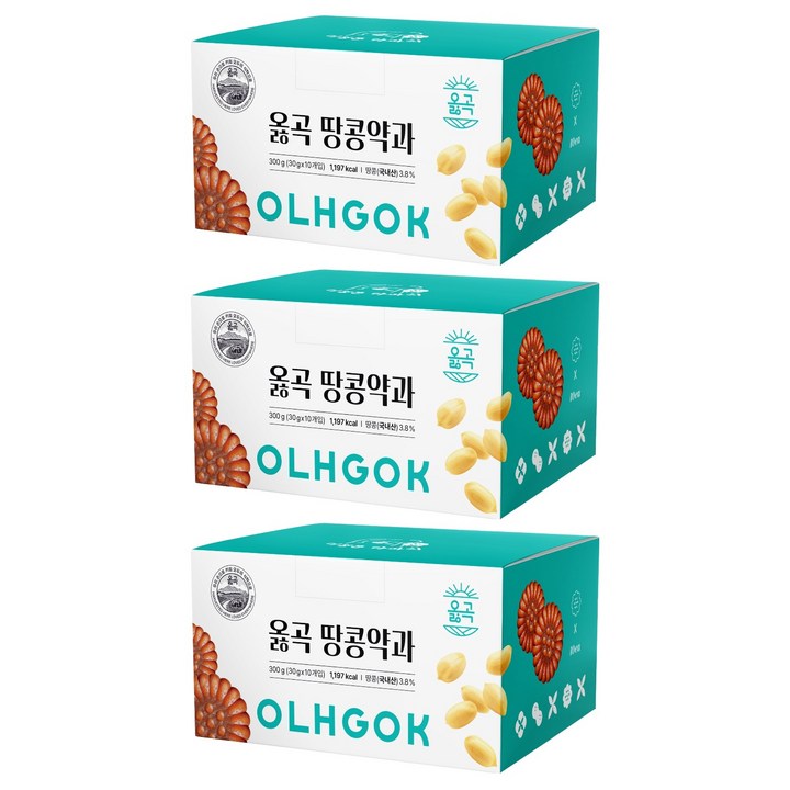 옳곡 땅콩약과 이정돈 약과지 10p, 3개, 300g