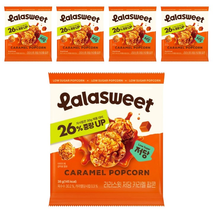 라라스윗 저당 카라멜 팝콘, 5개, 38g