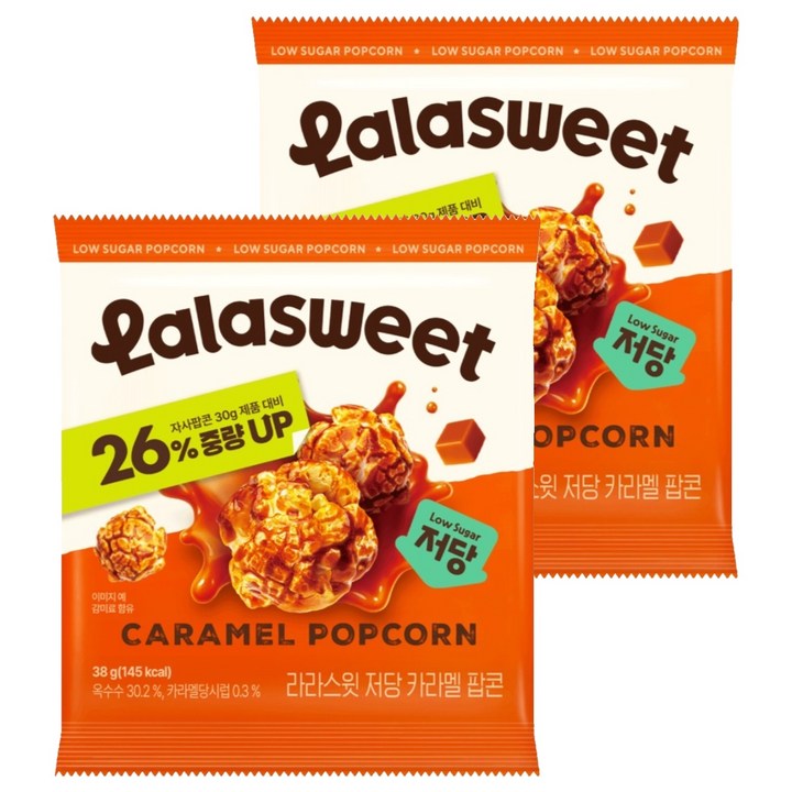 라라스윗 저당 카라멜 팝콘, 2개, 38g