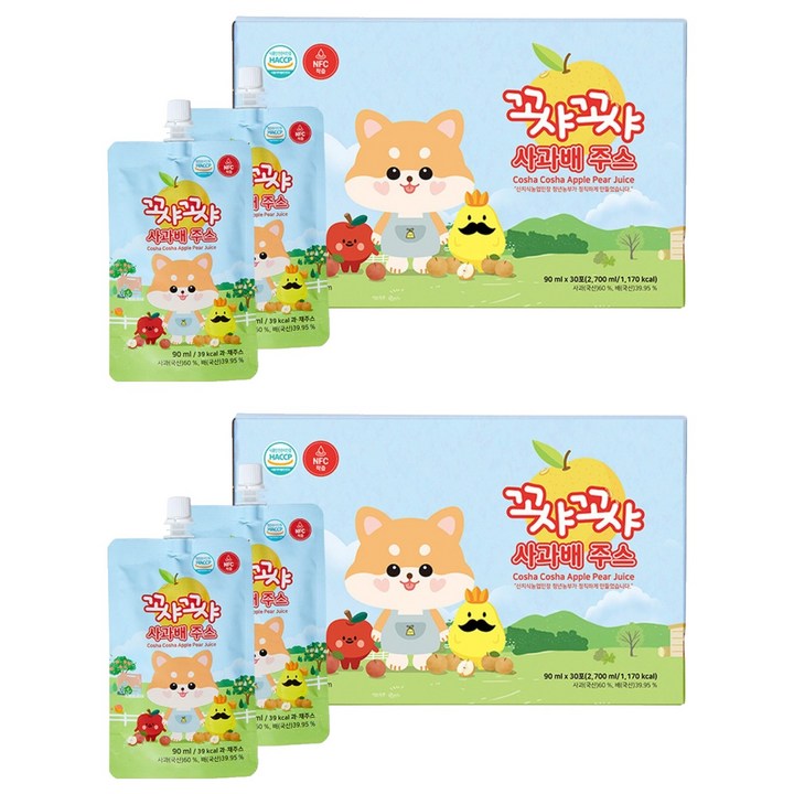 꼬샤꼬샤 사과배 주스 스파우트형, 60개, 90ml