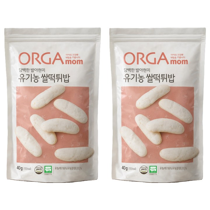 올가맘 담백한 발아현미 유기농 쌀떡튀밥, 쌀맛, 2개, 40g