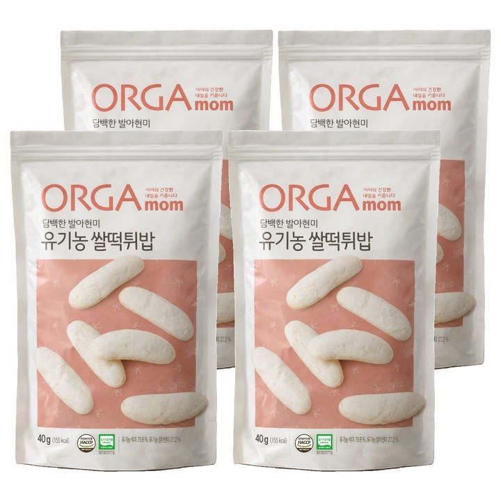 올가맘 담백한 발아현미 유기농 쌀떡튀밥, 쌀맛, 4개, 40g