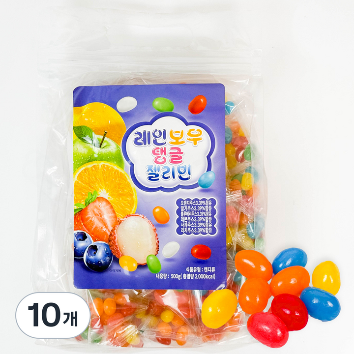 엔터콘 레인보우 탱글 젤리빈, 10개, 500g