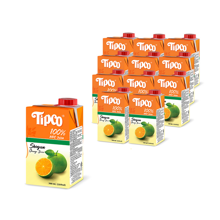 팁코 쇼군 NFC 오렌지 주스 100%, 500ml, 12개
