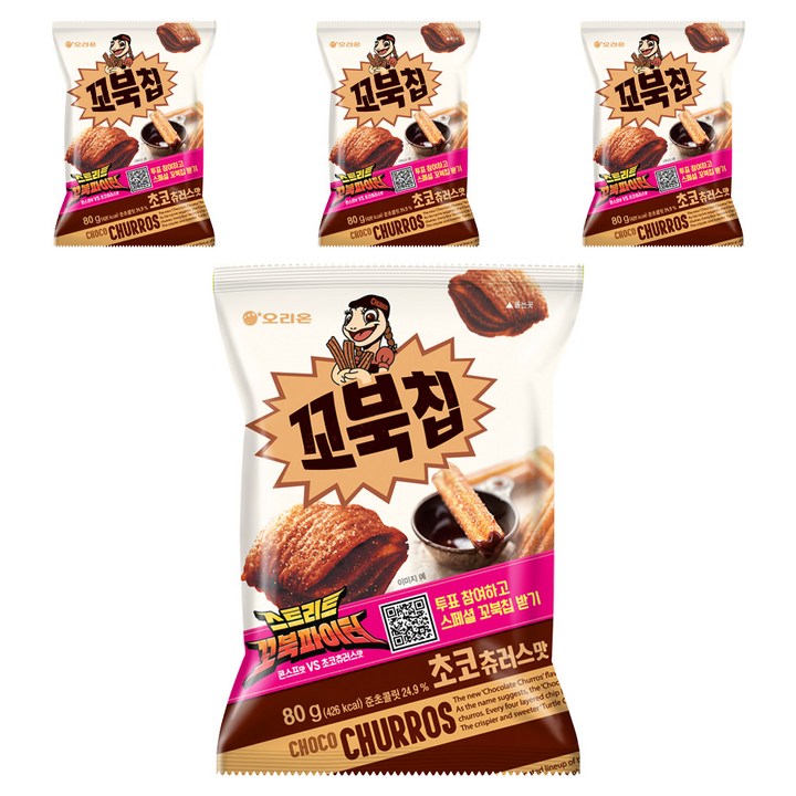 꼬북칩 초코츄러스, 80g, 4개