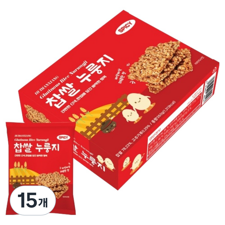 찹쌀누룽지 스파이시, 15개, 260g