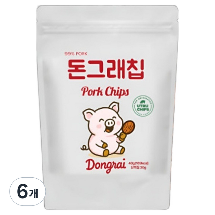 유트루칩스 돈그래칩, 40g, 6개