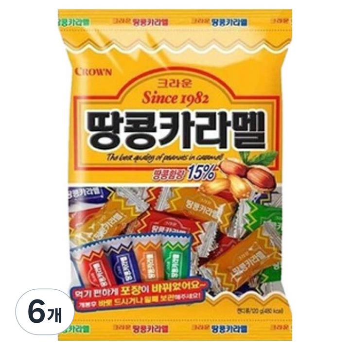 크라운 땅콩카라멜, 120g, 6개