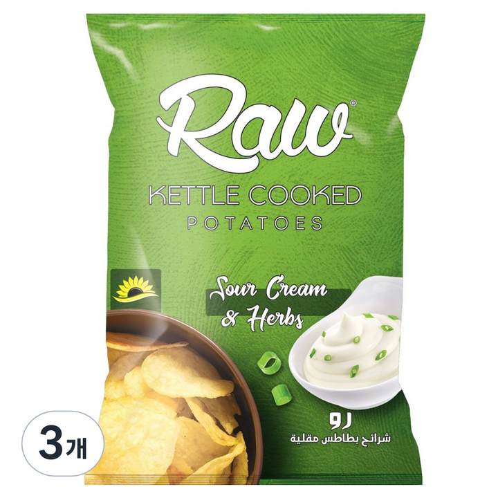 로우 감자칩 사워크림 앤 허브, 100g, 3개