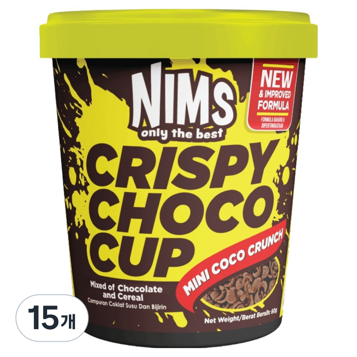 NIMS 크리스피 초코컵 코코크런치 미니컵, 60g, 15개