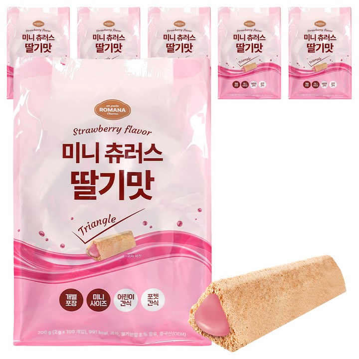 로마나 미니 츄러스 딸기맛, 6개, 200g