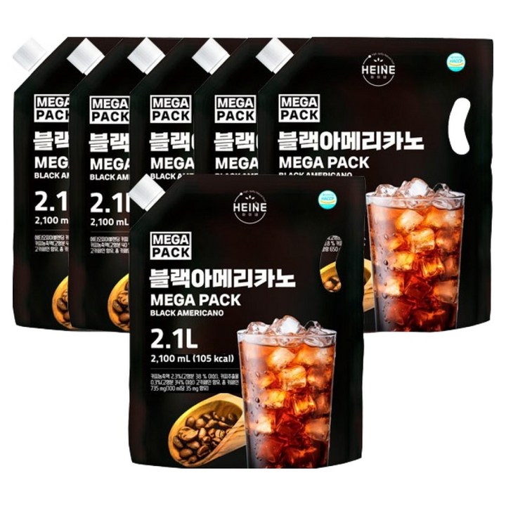 하이네 메가팩 블랙 아메리카노, 6개, 2.1L