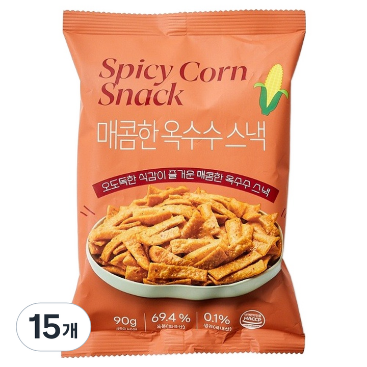 모던하우스 매콤한 옥수수 스낵, 90g, 15개