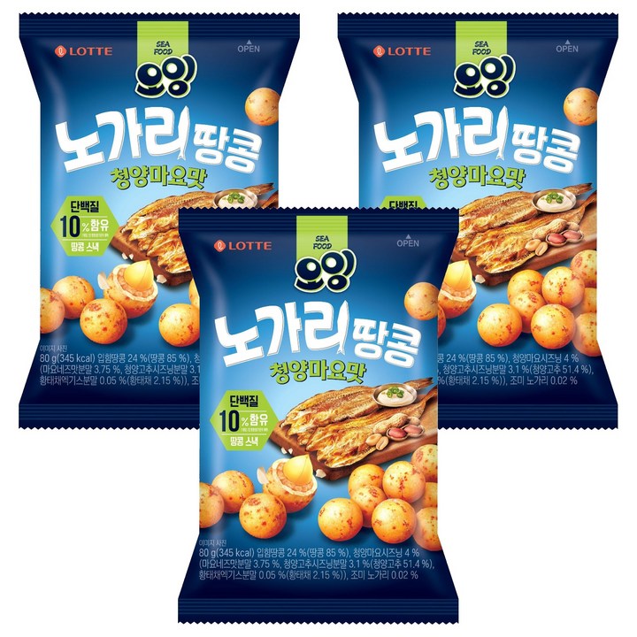 오잉 노가리 땅콩 청양마요맛, 3개, 80g