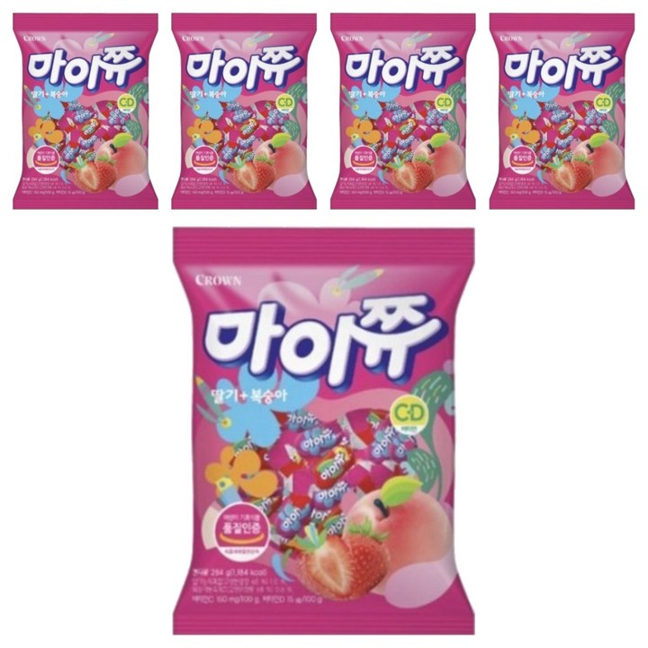 마이쮸 딸기 복숭아 츄잉캔디, 720g, 5개