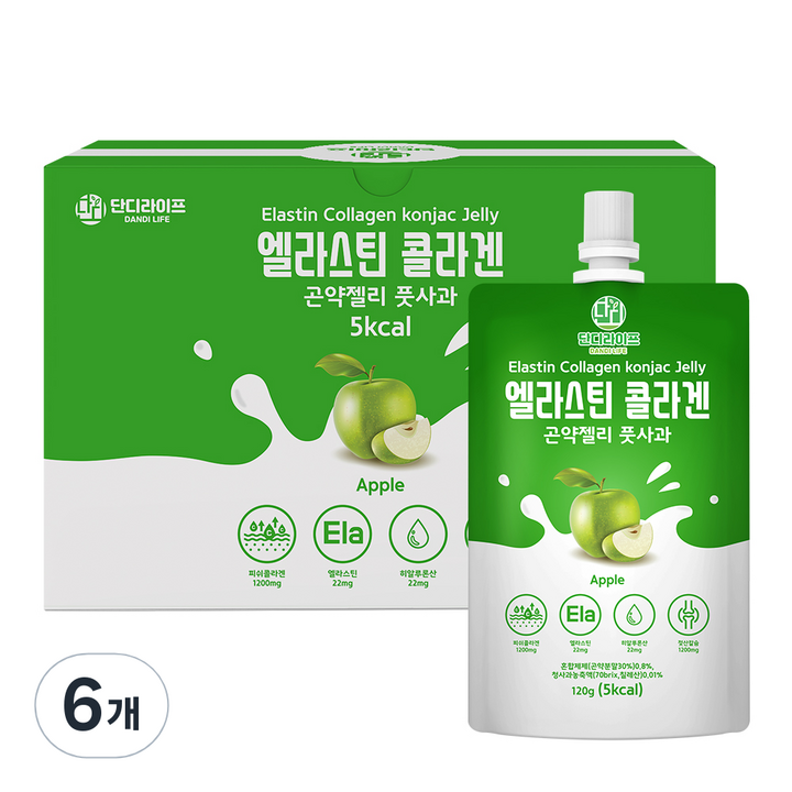 단디라이프 엘라스틴 콜라겐 곤약젤리 풋사과맛 10개입, 840g, 6개