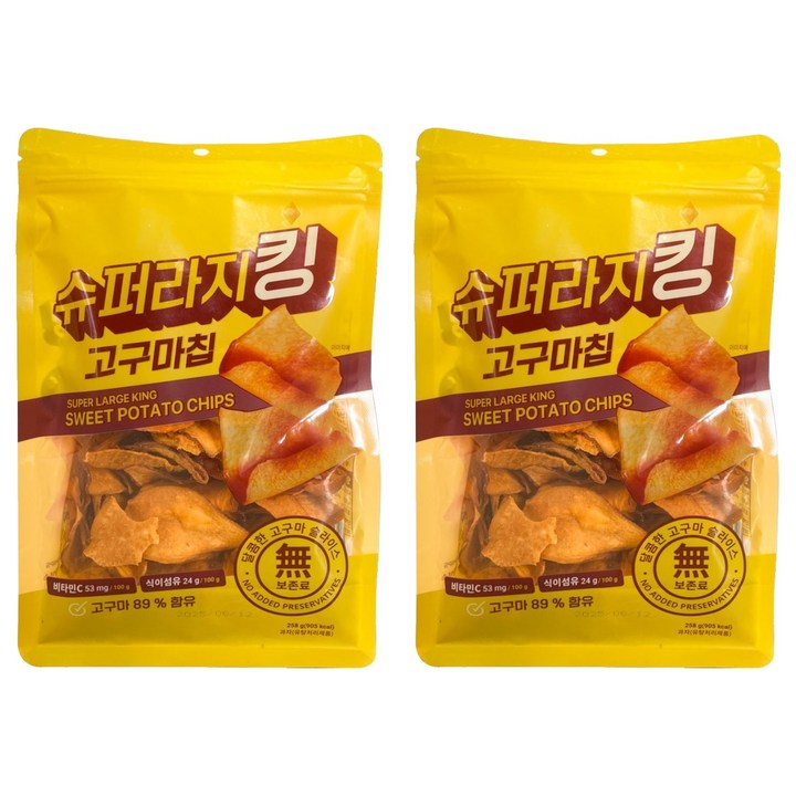 슈퍼라지킹 고구마칩, 2개, 258g