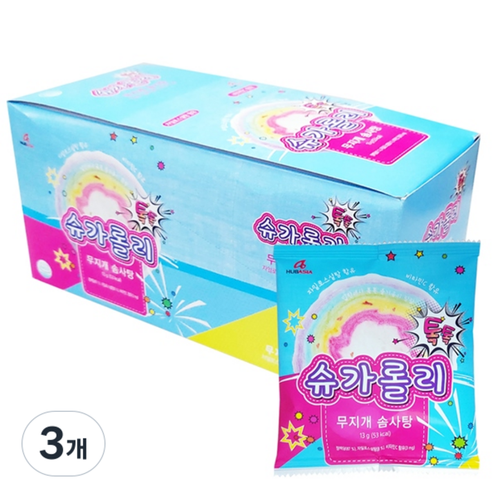 슈가 롤리 톡톡 무지개 솜사탕 15p, 195g, 3개
