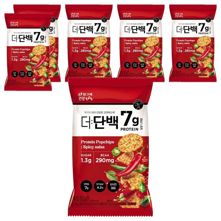 더단백 빙그레 건강tft 팝칩 매콤살사맛, 6개, 44g