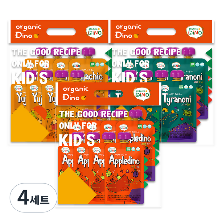 오가닉디노 유기농 과채주스 티라노니8p+유자키오8p+애플디노8p, 100ml, 96개, 노니, 배 + 도라지 혼합맛, 사과