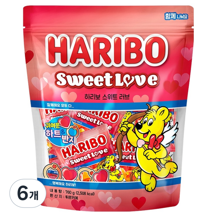 하리보 스위트 러브 젤리, 760g, 6개