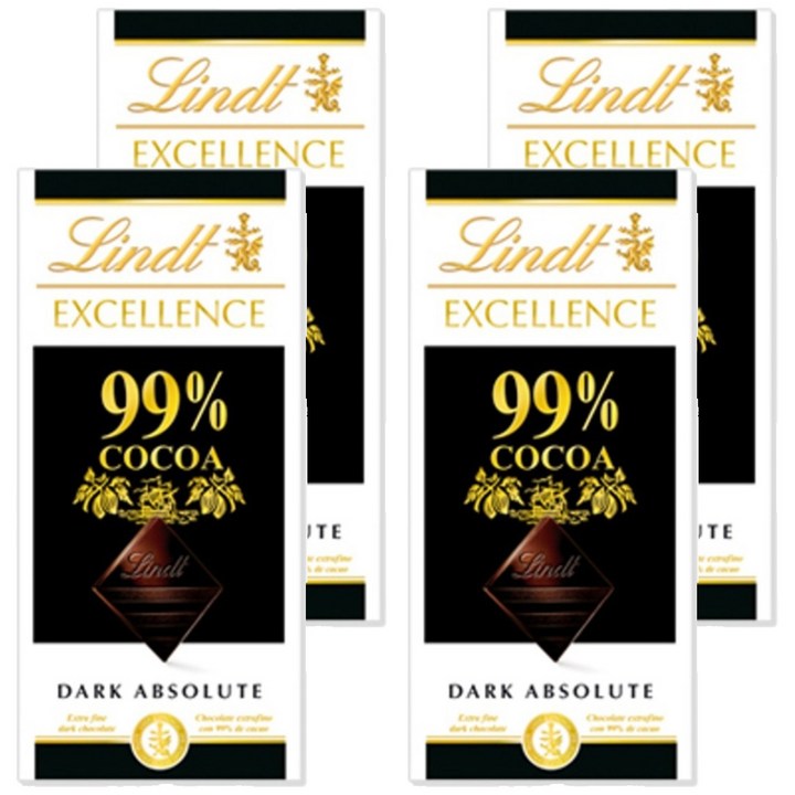 린트엑셀런스 다크 99% 초콜릿, 50g, 4개
