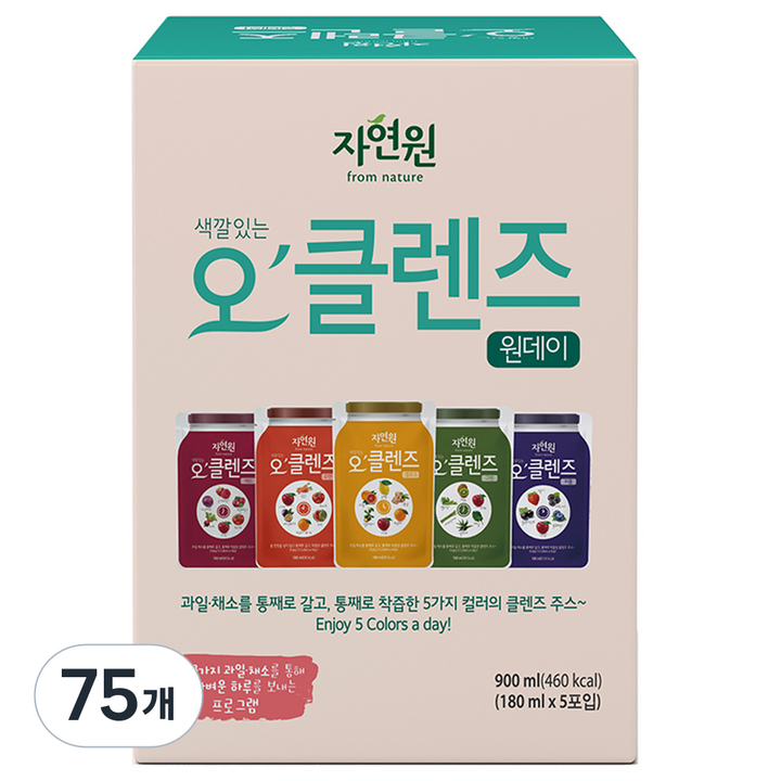 자연원 오클렌즈 원데이 과일 채소 착즙주스, 180ml, 75개