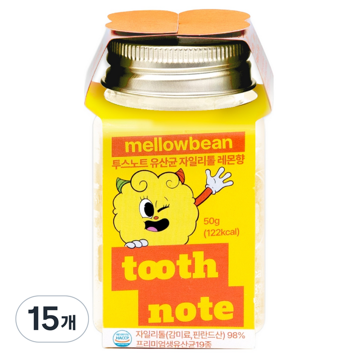 투스노트 유산균 자일리톨 캔디 레몬향, 50g, 15개