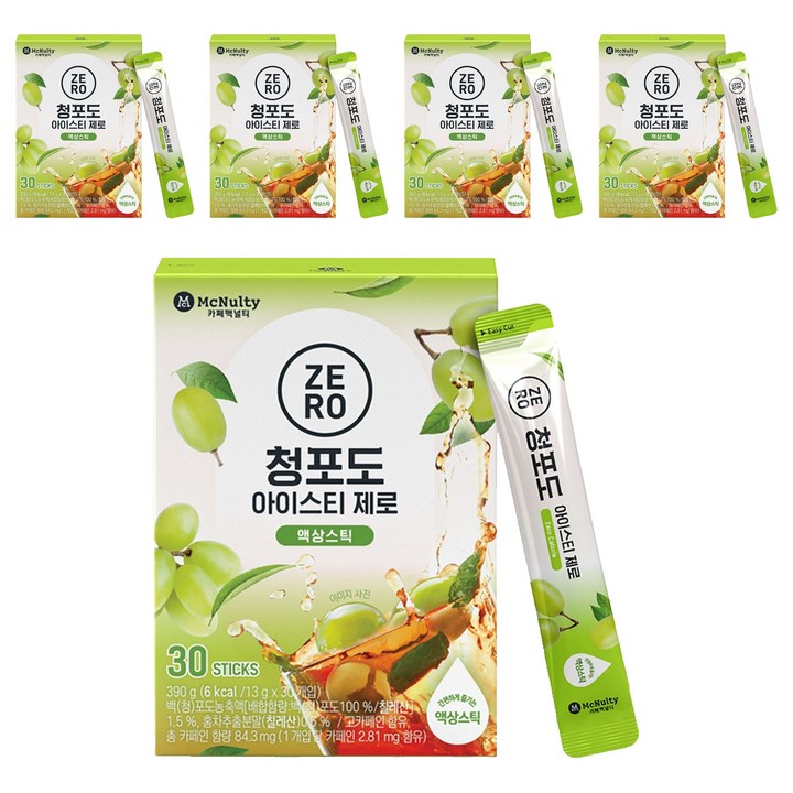 맥널티커피 청포도 아이스티 제로, 390g, 30개입, 5개