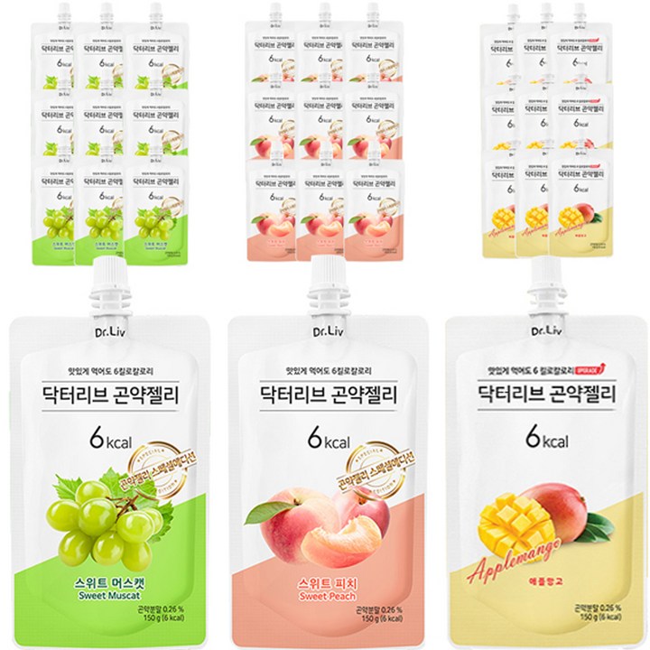 닥터리브 곤약젤리 스위트 머스켓 10p + 피치 10p + 애플망고 10p 세트, 150g, 1세트