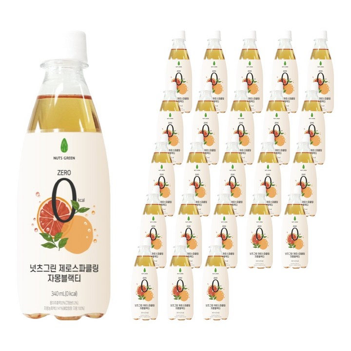 넛츠그린 제로스파클링 자몽블랙티, 340ml, 24개