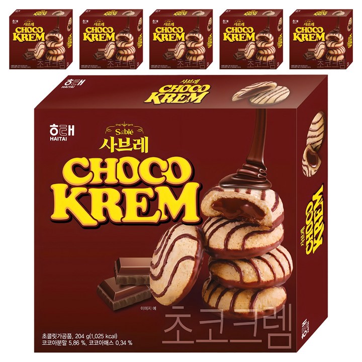 해태제과 사브레 초코크렘, 204g, 6개