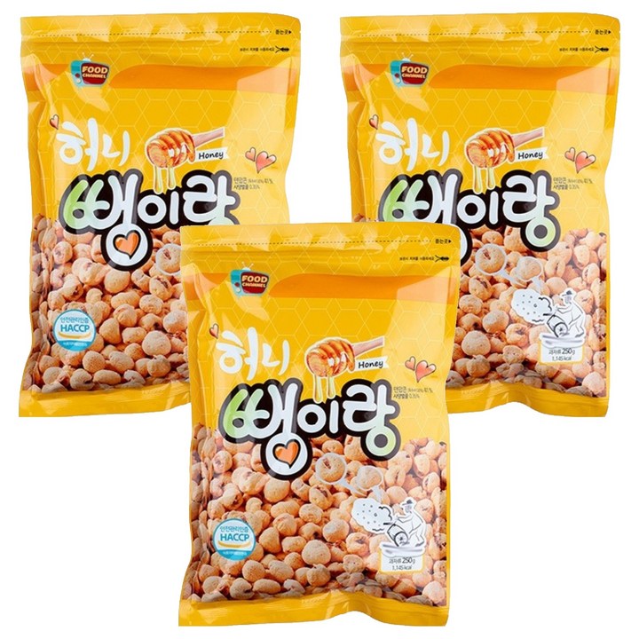 우리식품 허니 뻥이랑, 250g, 3개