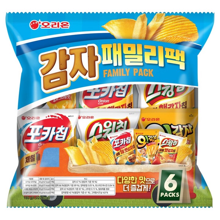 오리온 감자 패밀리팩, 6종세트, 1개